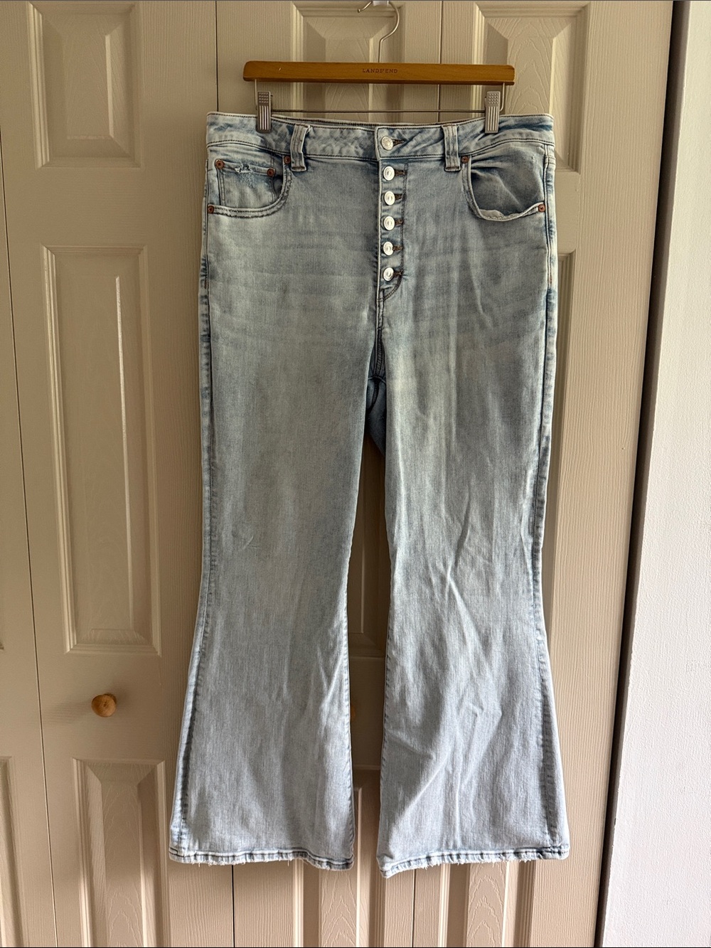 American Eagle Outfitters Light Wash Button-Fly Flare Jeans